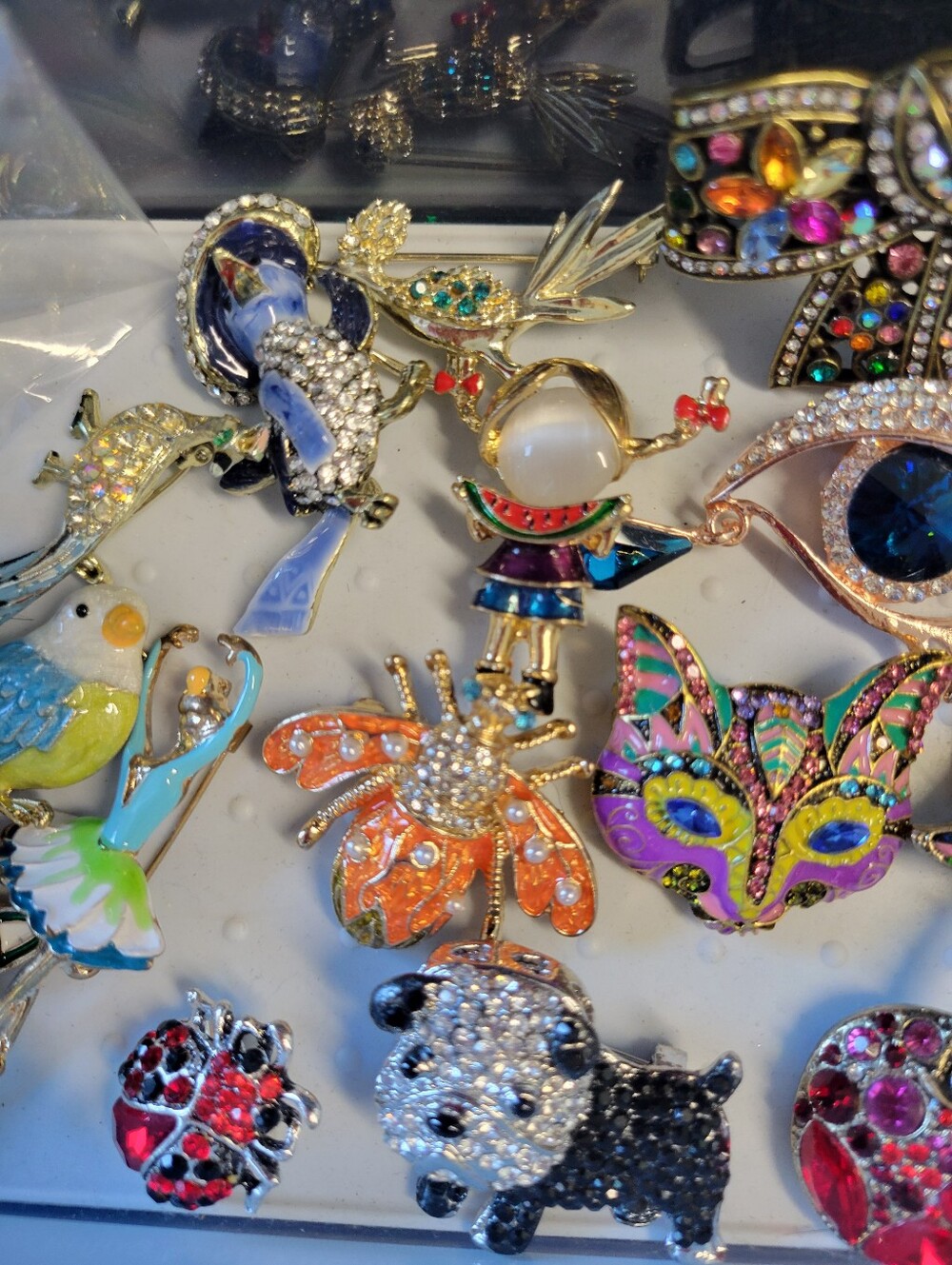 Colorful Assorted Rhinestone Brooches Pin Lot - Picture 6 of 7